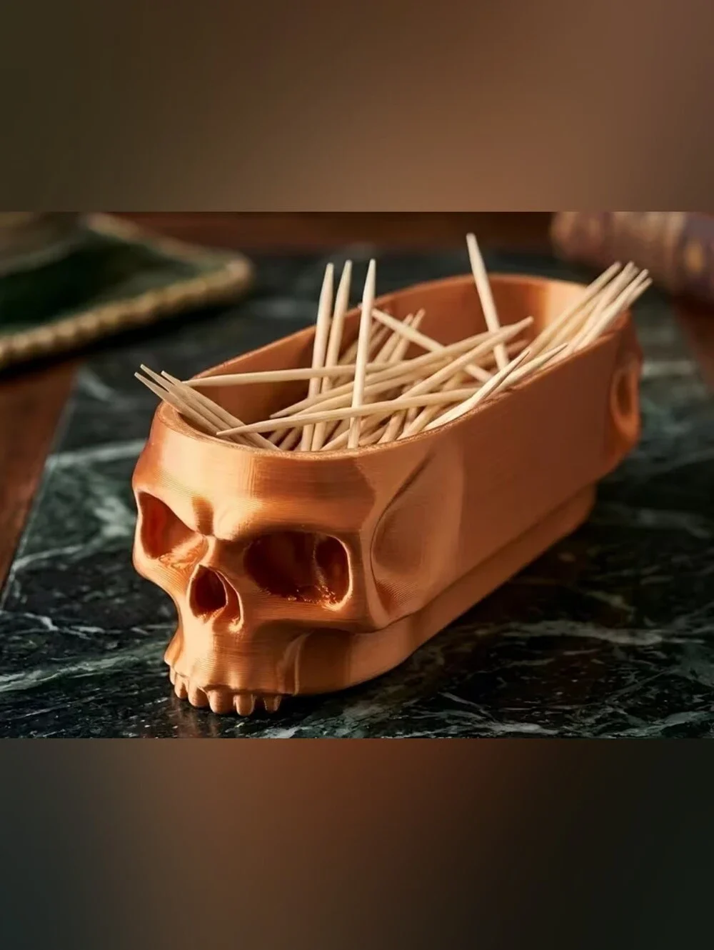 Decorative Skulls Catchall Trays - Copper and Silver- Set Of 2